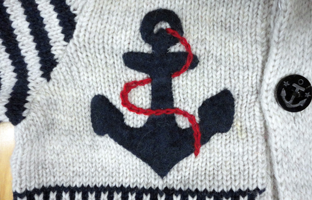 フェルトのパーツと毛糸で刺繍（ネパール）